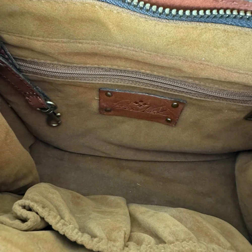 Patricia Nash Woven Plaid Mozia Satchel Brown‎ Top Handle Bag Detachable Strap